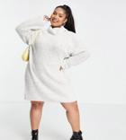 In The Style Plus X Jac Jossa Roll Neck Sweater Dress In Cream-multi