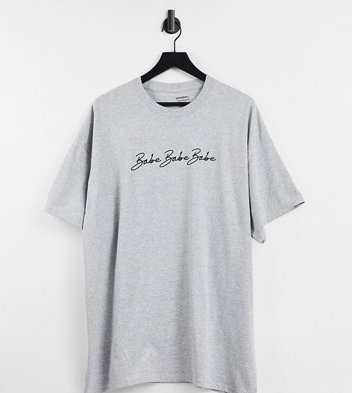 Heartbreak Plus Babe Slogan T-shirt-grey