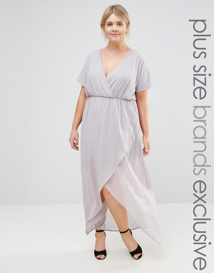 Truly You Wrap Maxi Dress With Ruffle Detail - Gray
