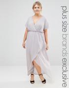 Truly You Wrap Maxi Dress With Ruffle Detail - Gray