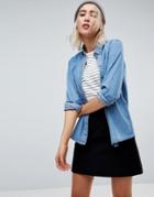 Asos Denim Shirt In Cali Light Wash - Blue