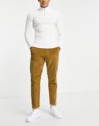 Selected Homme Organic Cotton Slim Tapered Cord Pants In Brown