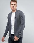 Asos Open Shawl Cardigan In Gray Cotton - Gray