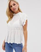 River Island Embroidered Top In White - White