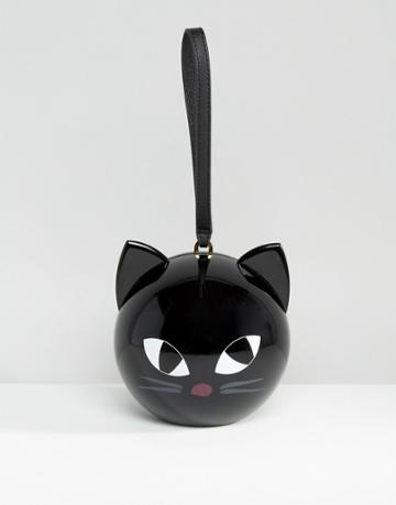 Lulu Guinness Kooky Cat Orb Clutch Bag - Black