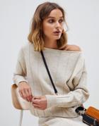 Asos Design Two-piece Sweater In Wide Rib - Beige