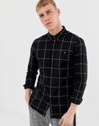 Farah Burrow Window Pane Check Shirt In Black