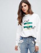 Miss Sixty Slogan High Neck Sweatshirt - White