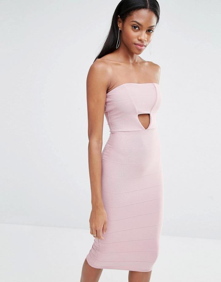 Missguided Cut Out Bandeau Midi Dress - Mauve