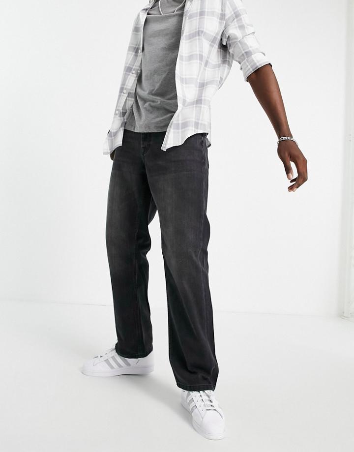 Topman Baggy Jeans In Washed Black