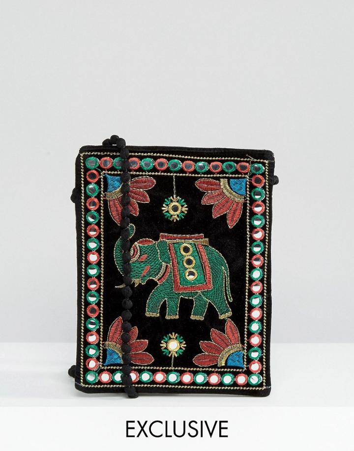 Reclaimed Vintage Velvet Cross Body Bag - Black