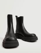 Mango Leather Chunky Chelsea Ankle Boots In Black