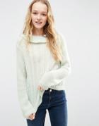 Asos Sweater With Ruffle Neck In Mohair Yarn - Mint