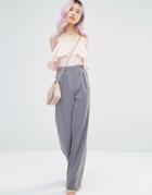 Alter Wide Leg Pant With Self Tie Belt - Gray