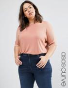Asos Curve T-shirt Body In Rib - Pink