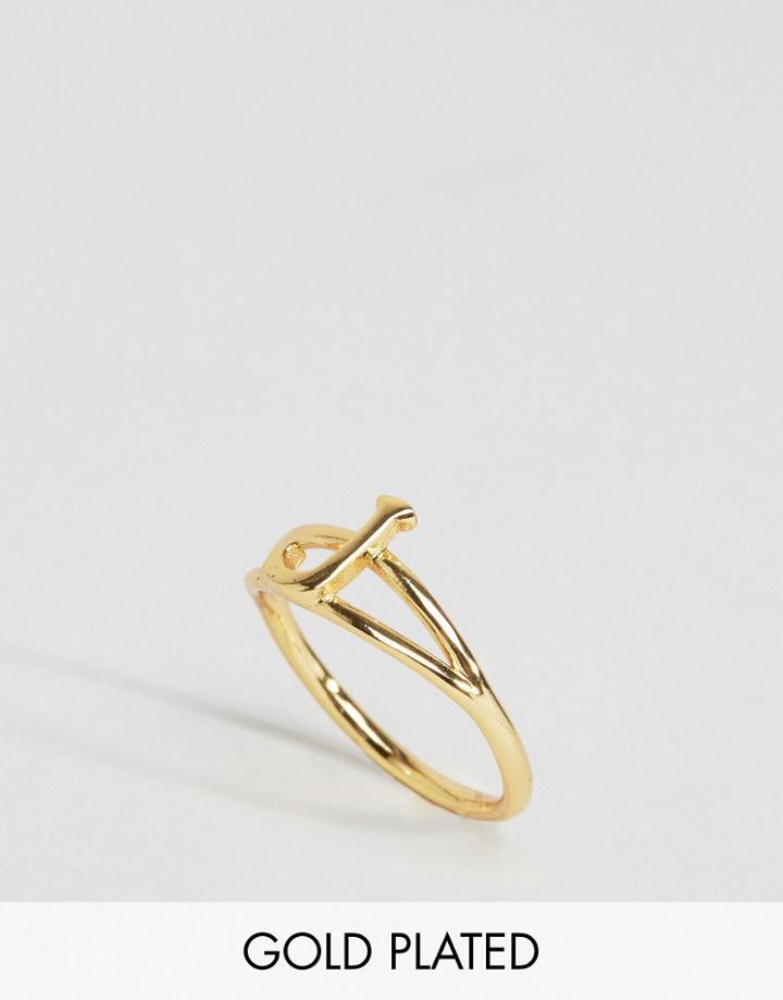 Rock N Rose Monogram Initial J Ring - Gold