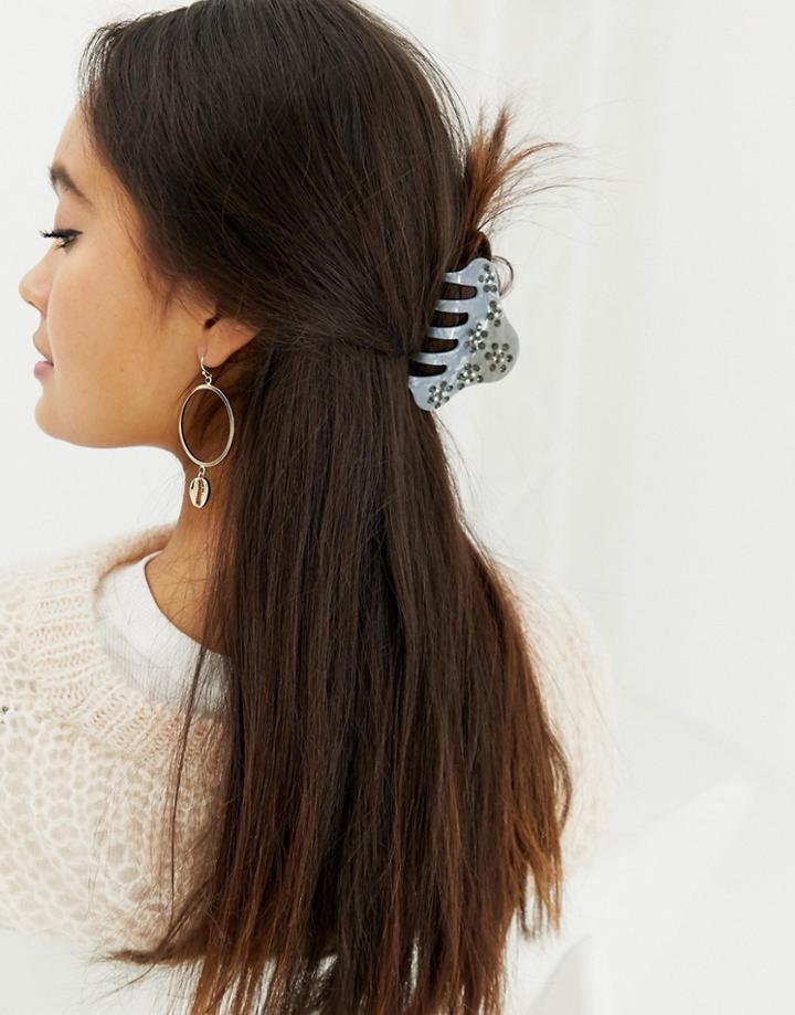 Pieces Mira Embellished Hair Claw - Gray