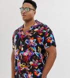 Asos Design Plus Two-piece Oversized Floral Shirt - Black