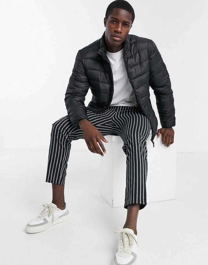Selected Homme Quilted Jacket In Recycled Black