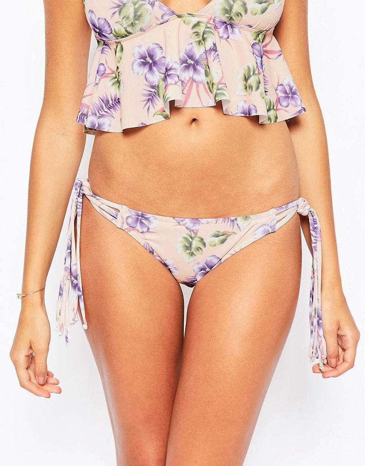 Asos Aloha Hawaiian Print Tie Side Bikini Bottom - Aloha Print