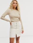 Weekday Ribbed Round Neck Sweater In Beige - Brown