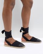 Asos Design Josh Studded Tie Leg Espadrilles - Black