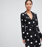 Influence Tall Shirt Dress In Polka Dot Print With Tie Waist - Black