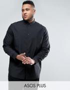 Asos Plus Regular Fit Shirt With Button Down Collar In Black - Black