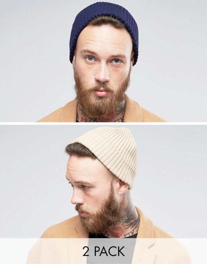 Gregorys 2 Pack Ribbed Beanie Navy/stone - Multi