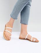 Bershka Clean Multi Strap Flat Sandals - White