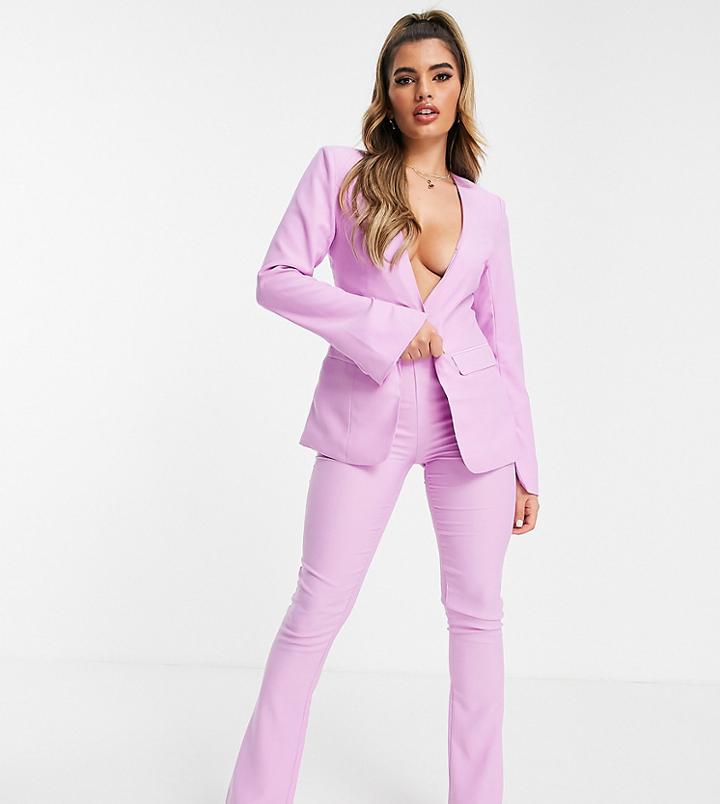 Asyou Split Hem Straight Leg Pants In Lilac-pink