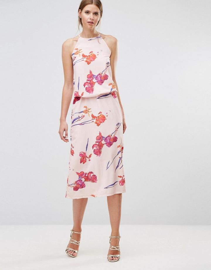 Oh My Love High Neck Midi Dress - Multi