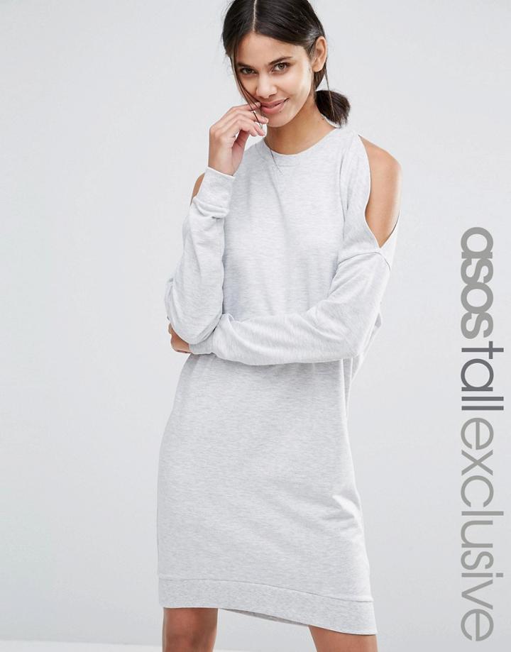 Asos Tall Lounge Cold Shoulder Sweat Dress - Gray