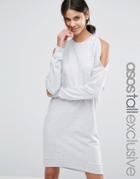 Asos Tall Lounge Cold Shoulder Sweat Dress - Gray