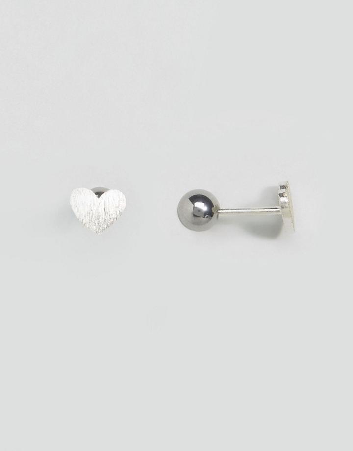 Limited Edition Flat Heart Top Ear Stud - Silver