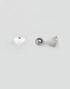 Limited Edition Flat Heart Top Ear Stud - Silver