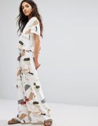 Native Youth Wide Leg Pants In Abstract Print Co-ord - Multi