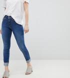 New Look Petite Turn Up Skinny Jean In Blue - Blue
