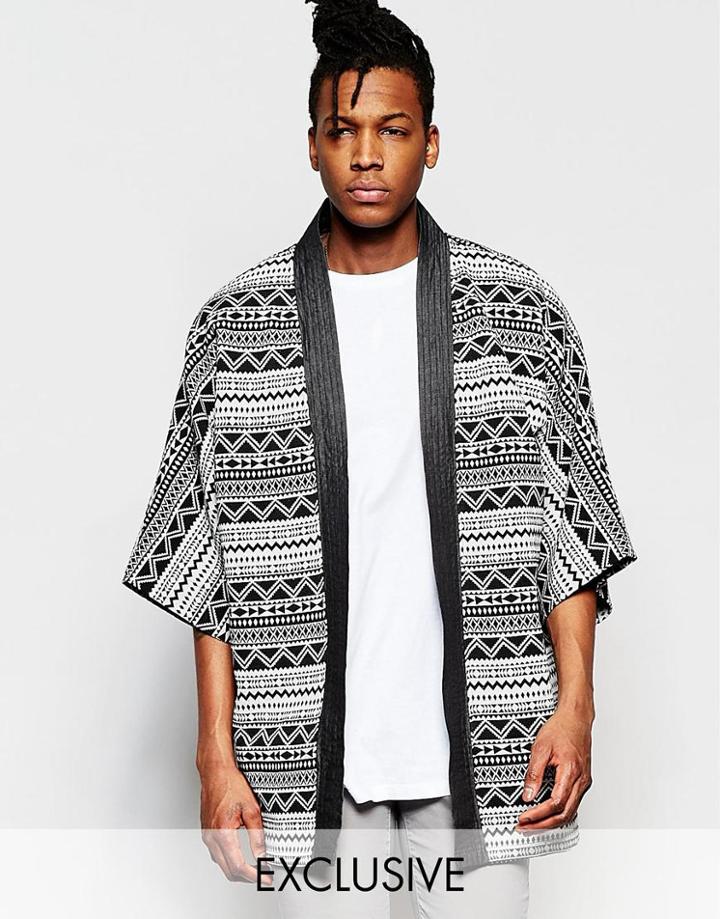 The New County Geo-tribal Kimono - Blue