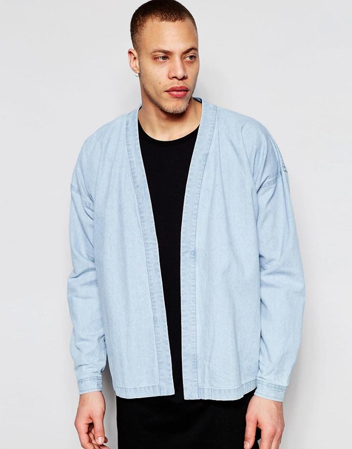 Asos Denim Kimono In Bleach Wash - Bleach