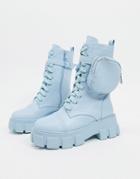 Public Desire Intention Chunky Calf Boot With Pouch In Pastel Blue