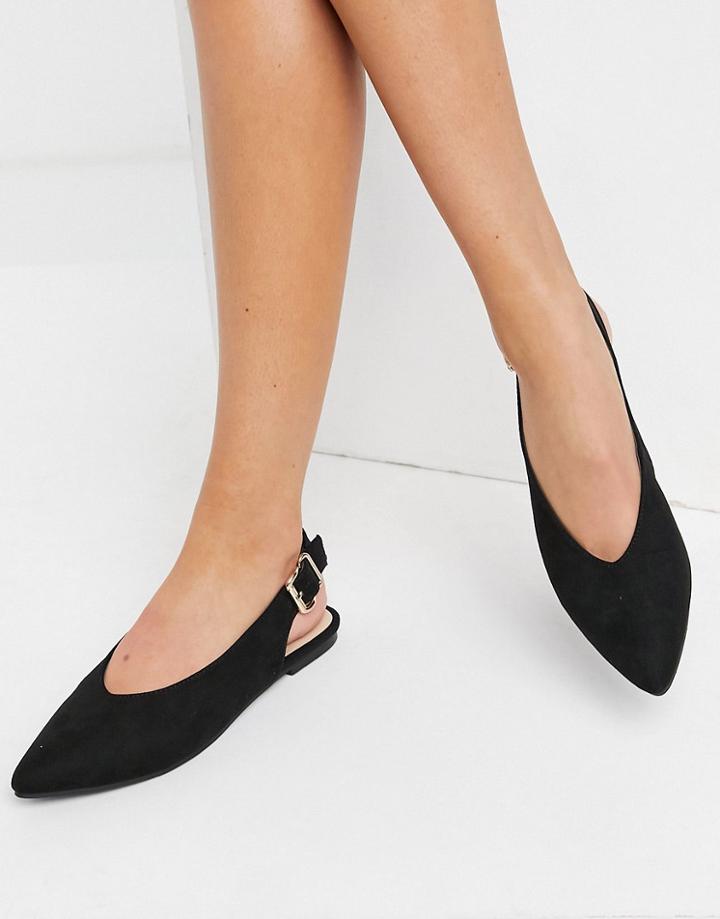 London Rebel Slingback Ballet Flats In Black