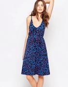 Your Eyes Lie Print Knee Dress - Purple Leopard