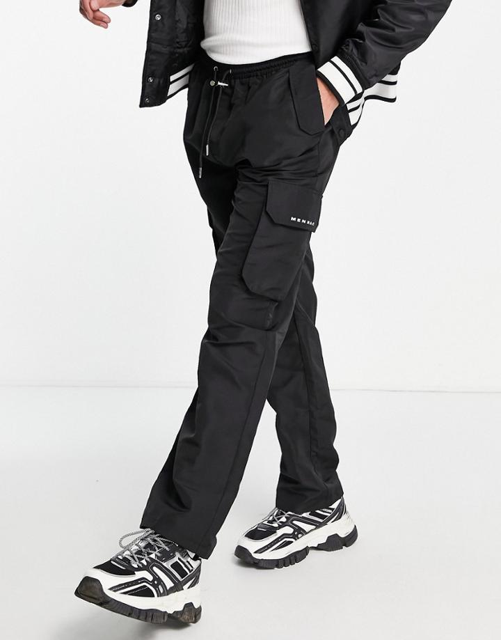 Mennace Straight Leg Cargo Pants In Black