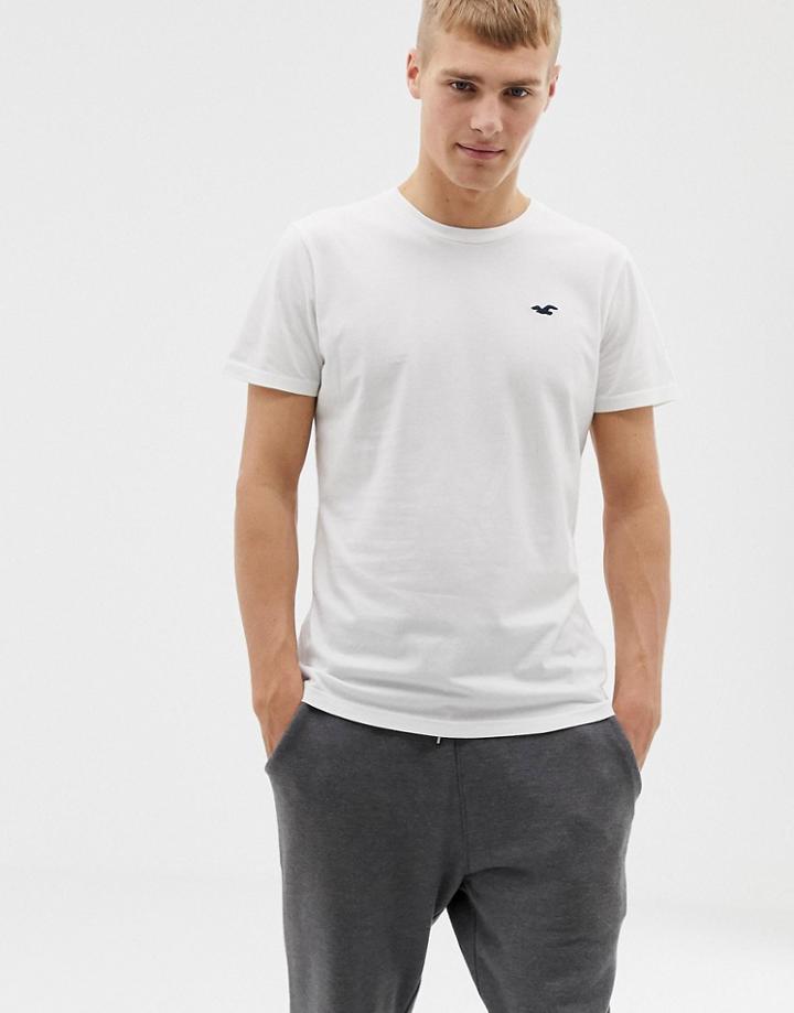 Hollister Crew Neck Seagull Logo T-shirt In White - White