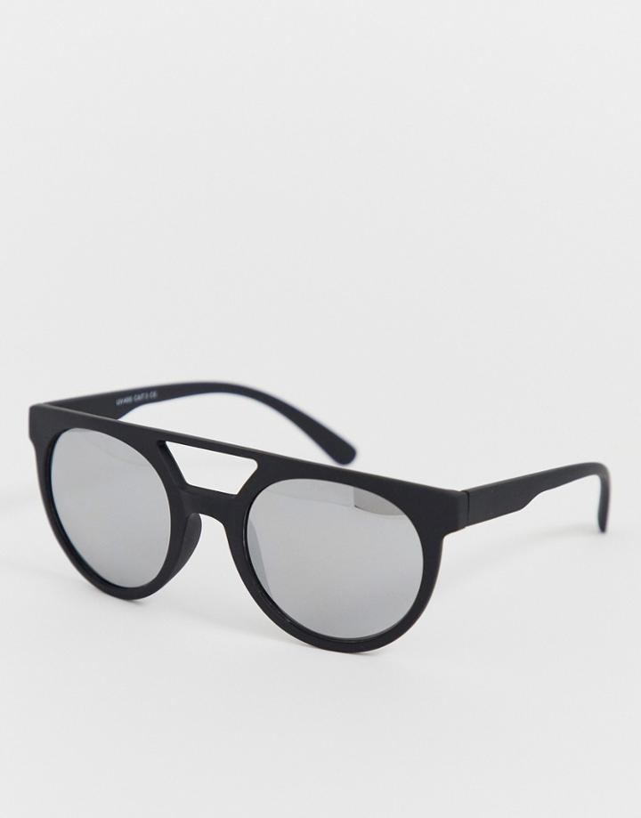 Only & Sons Square Sunglasses With Brow Bar - Black