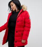 Brave Soul Plus Whitehorse Padded Parka - Red