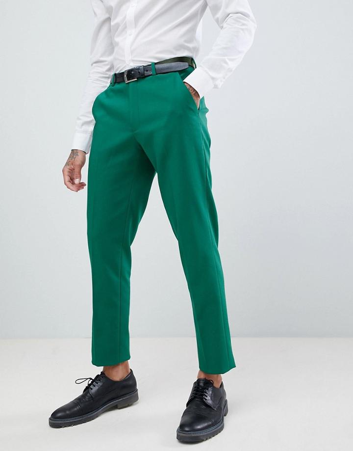 Asos Design Wedding Skinny Suit Pants In Forest Green - Green