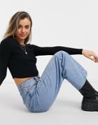 Brave Soul Jourdan Cropped Ribbed Sweater In Black