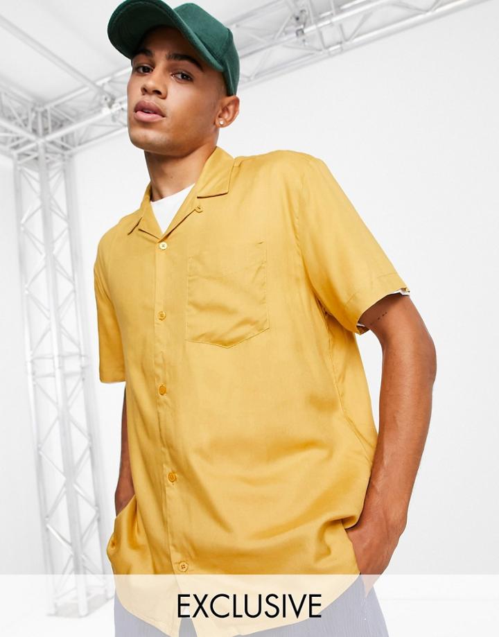 Reclaimed Vintage Inspired Revere Shirt In Tan-brown